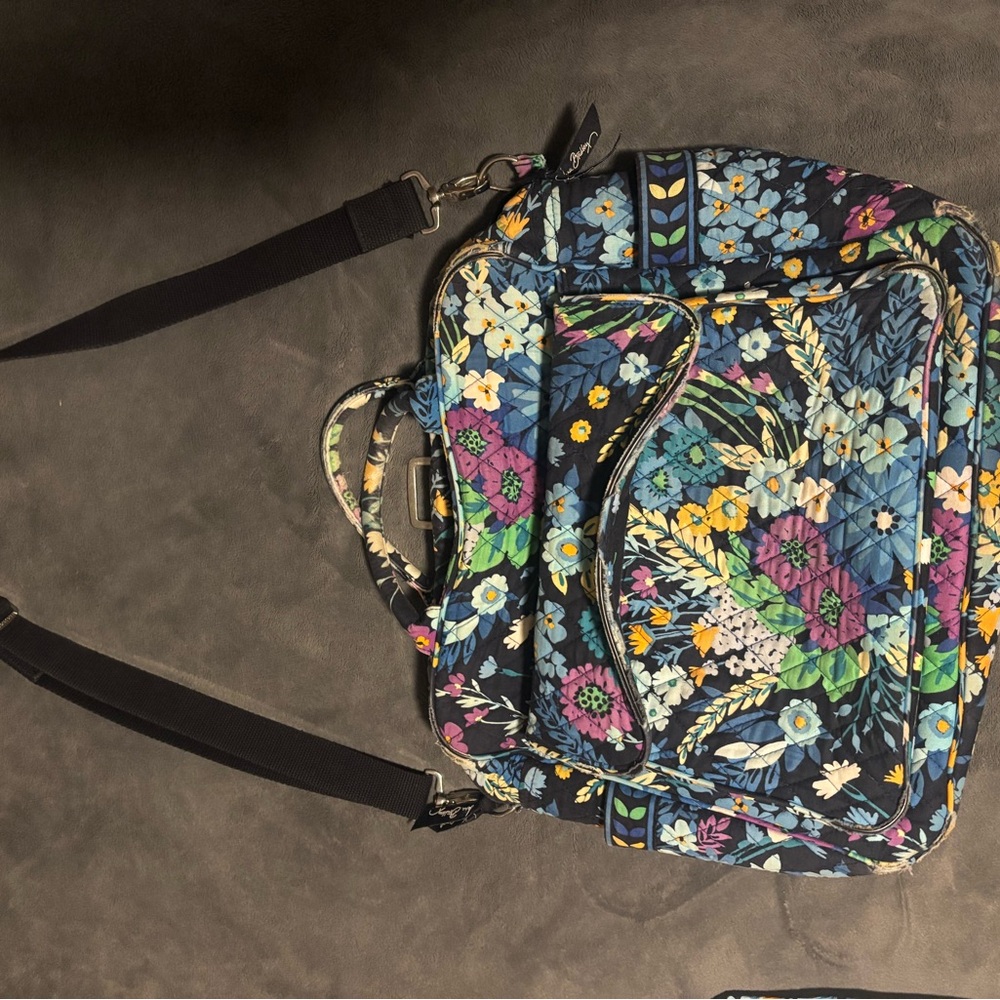 Vera Bradley Floral Cotton Diaper Bag Messenger w/ Changing Pad